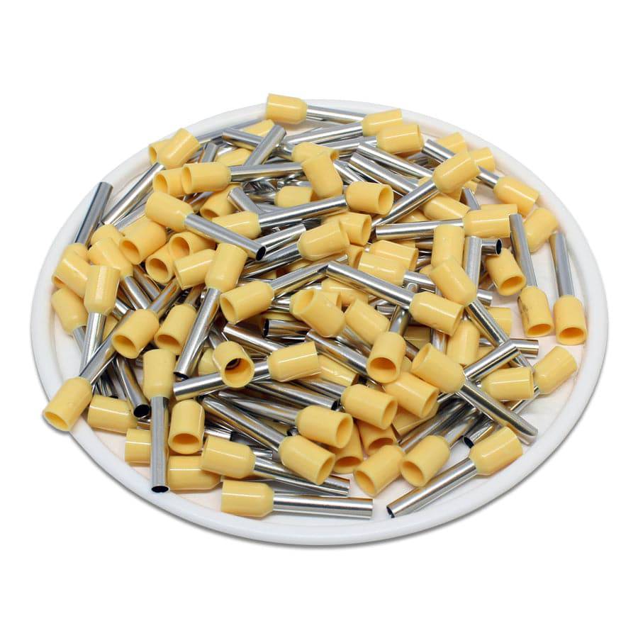 AW20012 - 14 AWG (Small Diameter) Insulated Punteras, 12mm Pin, Amarillo, 500 piezas
