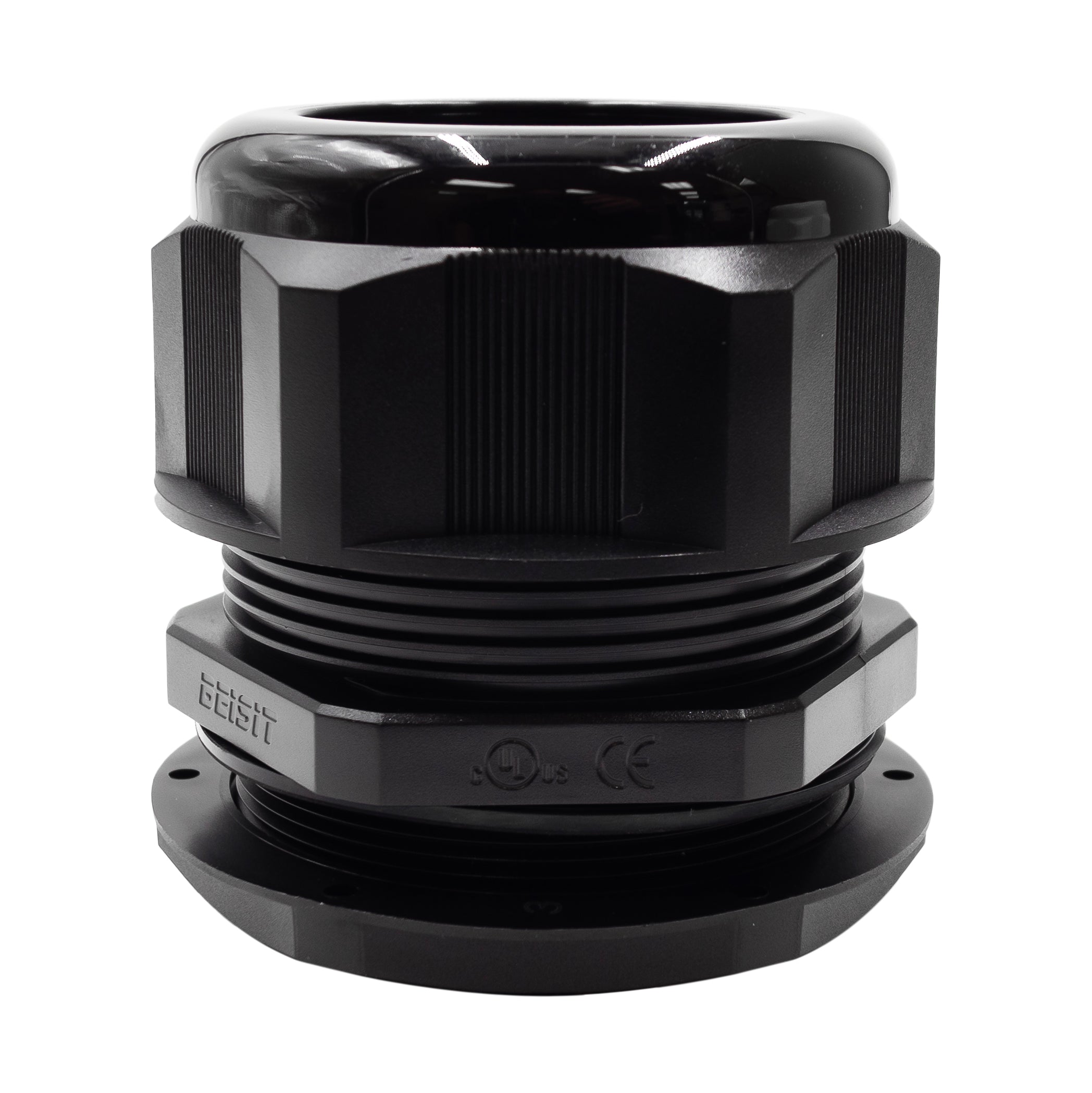 M7556B - M75 x 2mm Metric Thread Nylon Cable Gland, Black, Range: 1-7/8" to 2-3/16", UL Recognized, IP68, 1 Piece