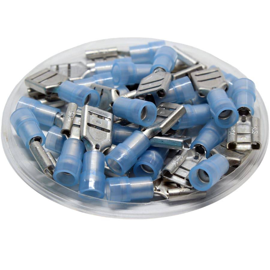 FDNYD2-312 - 16 a 14 AWG Con aislamiento de nailon Terminales de desconexión rápida, Female, Double Crimp, UL Recognized, 100 piezas