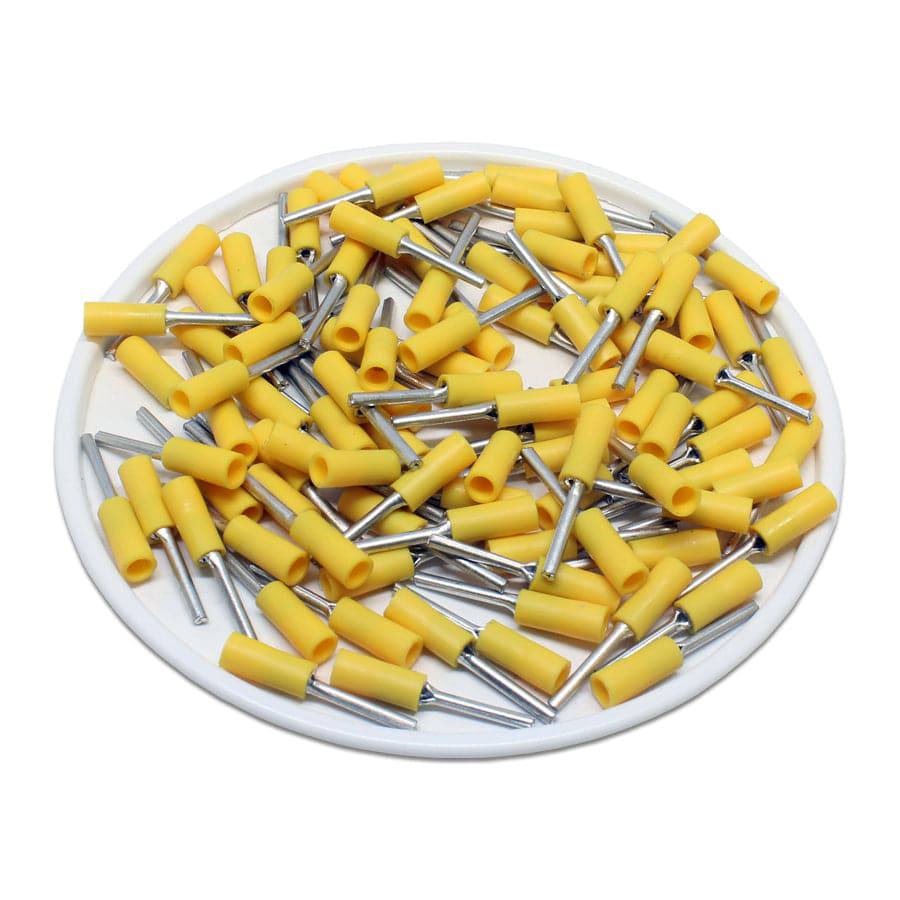 PTV05-9 - 26 to 22 AWG Vinyl Insulated Pin Terminals, 3/8" Pin, UL Recognized, 100 Pieces