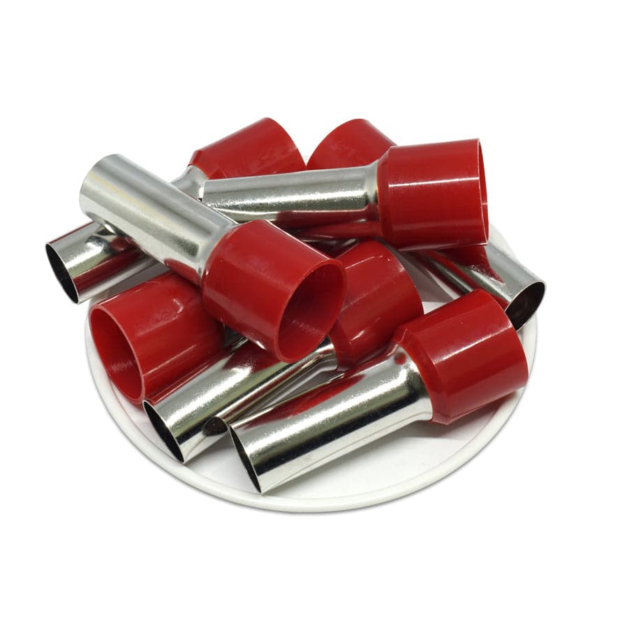 AS560030 - 0 & 1/0 AWG Single Insulated Wire Ferrules, 30mm Pin, Red, 25 Pieces