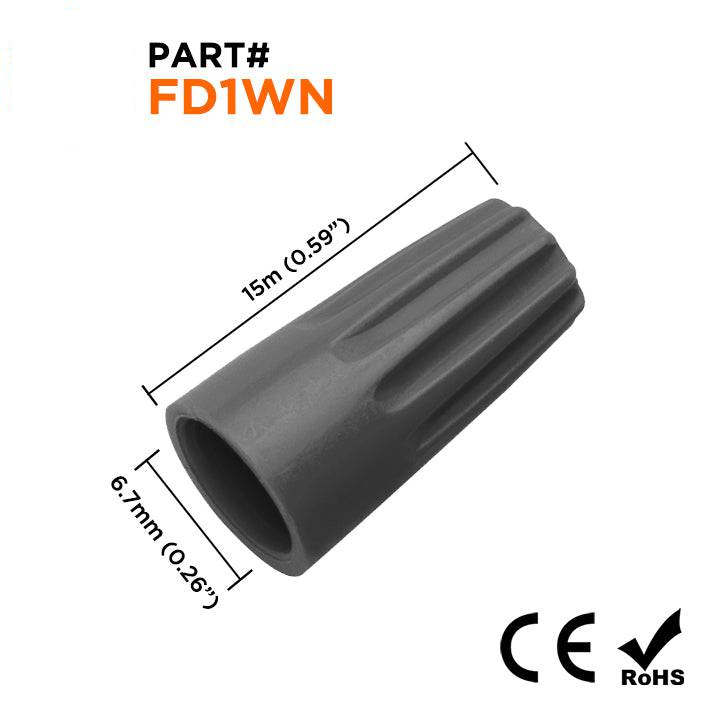 FD1WN - Twist-On Conductor Cap Conector, 22-16 AWG, Gris, 100 piezas