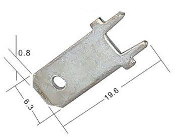 DJ6113-6.3x0.8-T - 6.3mm Tab, Quick Connect Male Solder Connectors, Tin Plated Brass, 100 pieces