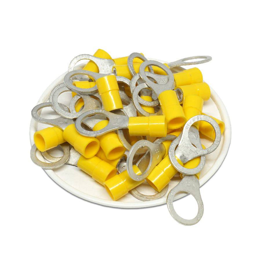 RVY5-10 - 12 a 10 AWG Molded PVC Con aislamiento de vinilo Terminales de anillo, Easy Entry, 3/8" Orificio, 50 piezas