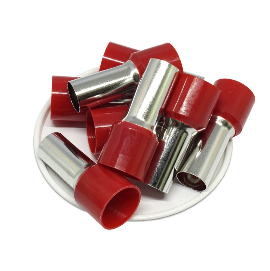 AS560025 - 0 & 1/0 AWG Single Insulated Wire Ferrules, 25mm Pin, Red, 25 Pieces