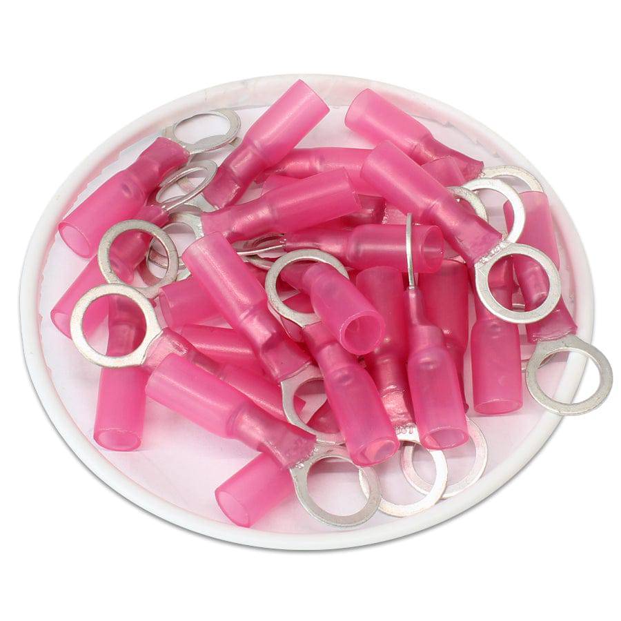 22 to 16 AWG Heat Shrink Ring Terminals, 5/16" Stud, Polyolefin, 25 Pieces - DSR516