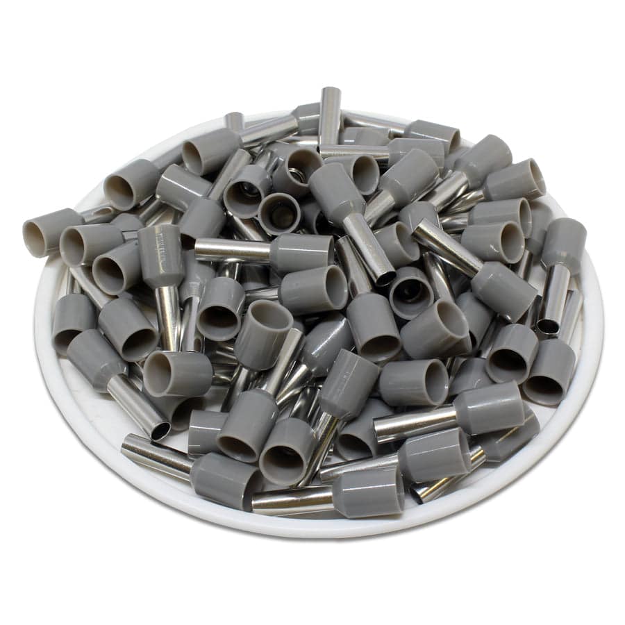 AW40010 - 12 AWG Insulated Wire Ferrules, 10mm Pin, Gray, UL Recognized, 500 Pieces