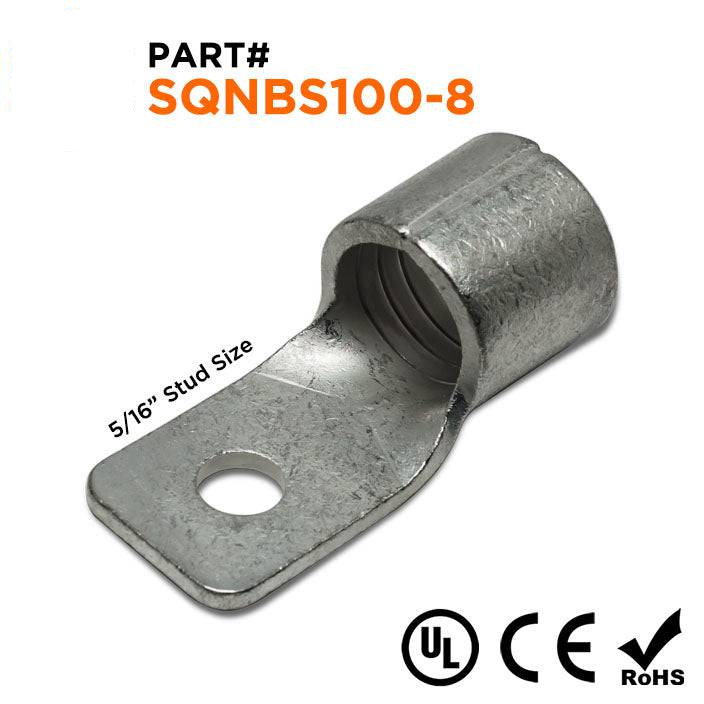 SQNBS100-8 - 4/0 AWG Square Ring Terminals, 5/16" Stud, 5 pieces