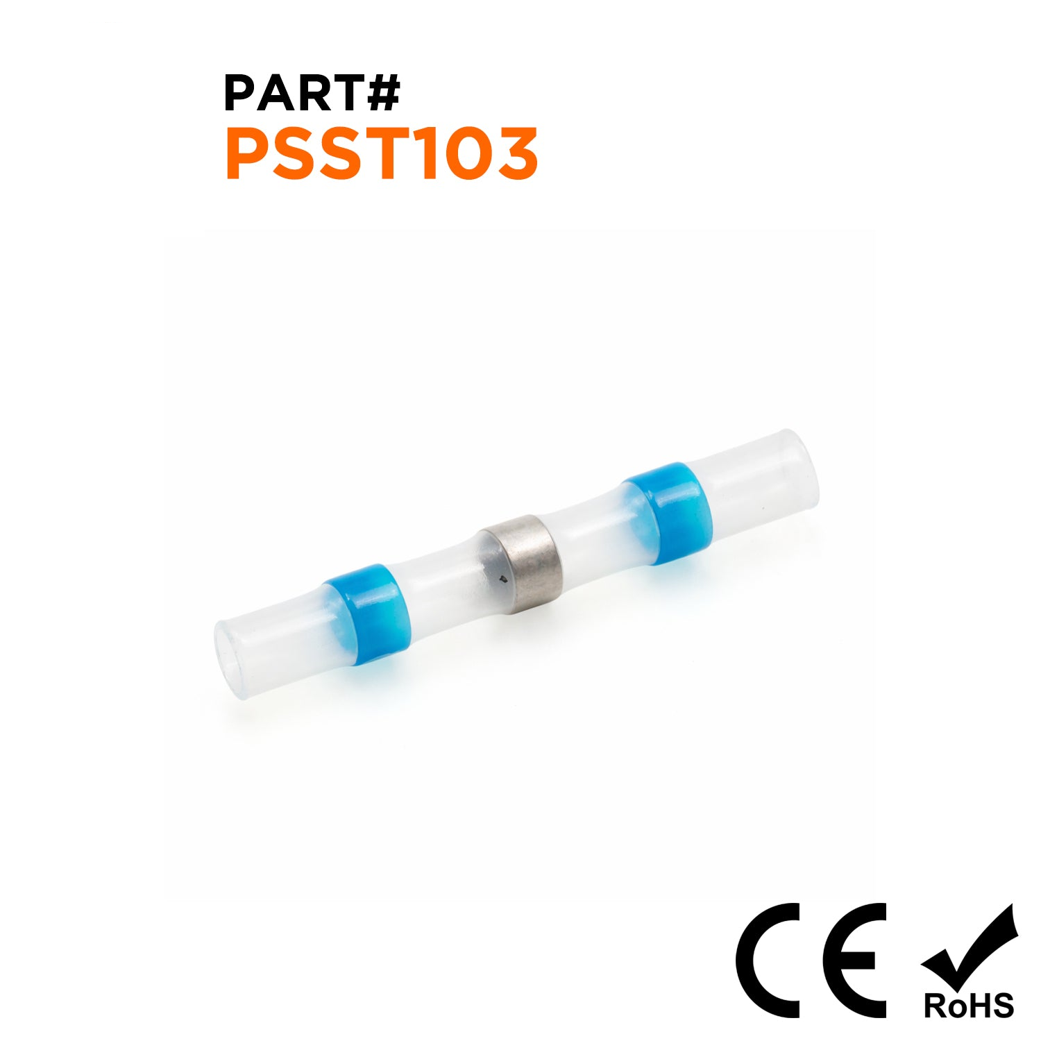 PSST103 - 16 to 14 AWG Heat Shrink Solder Sleeves, No Printing, Blue, 25 Pieces