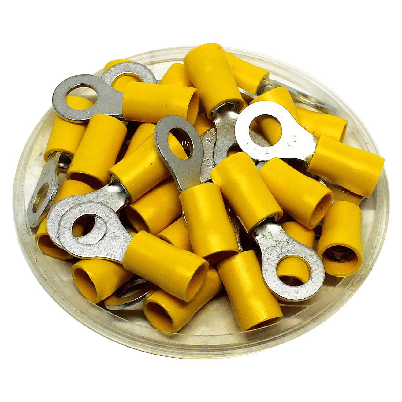 RD5-6 - Double Crimp Con aislamiento de vinilo Terminales de anillo - 12-10 AWG - 1/4" Orificio