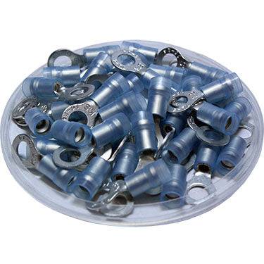 RNYD2-6 - Double Crimp De nailon Terminales de anillo - 16-14 AWG - 1/4" Orificio