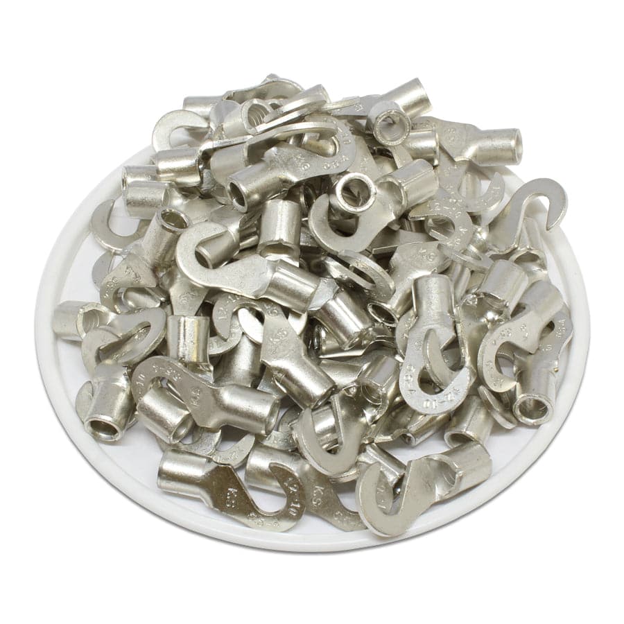 HNB5-4 - 12 to 10 AWG Non Insulated Hook Terminals, #8 Stud, UL Recognized, 100 Pieces