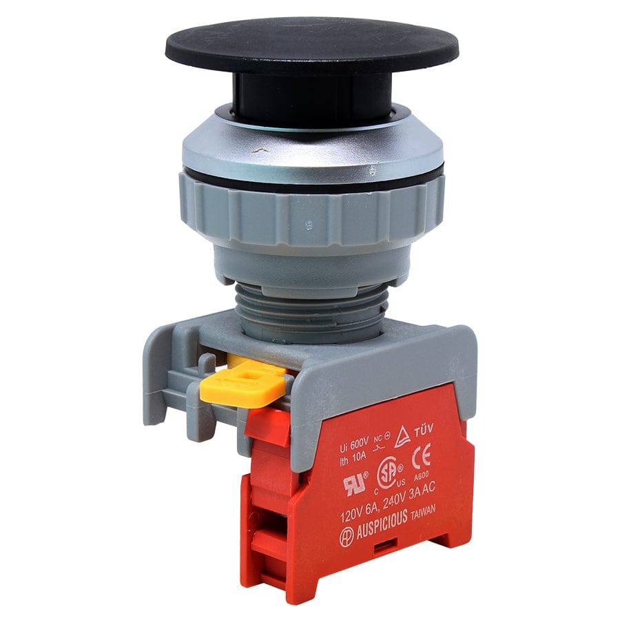 XE30-1/C-BK - 1/C - 30mm Push Button - 40mm Mushroom Head - Negro