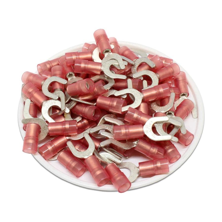 SNYDL1-5 - Con aislamiento de nailon Double Crimp Terminales de horquilla - 22-16 AWG - #10 Orificio