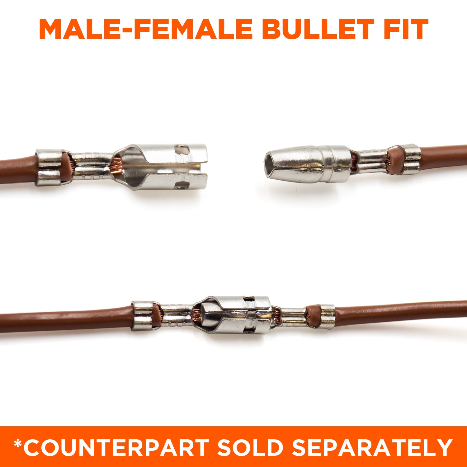 DJ221-4A-T - 22 a 18 AWG Open Barrel Conectores tipo bala, Female, Estañado Brass, 0.187" Tab, 100 piezas