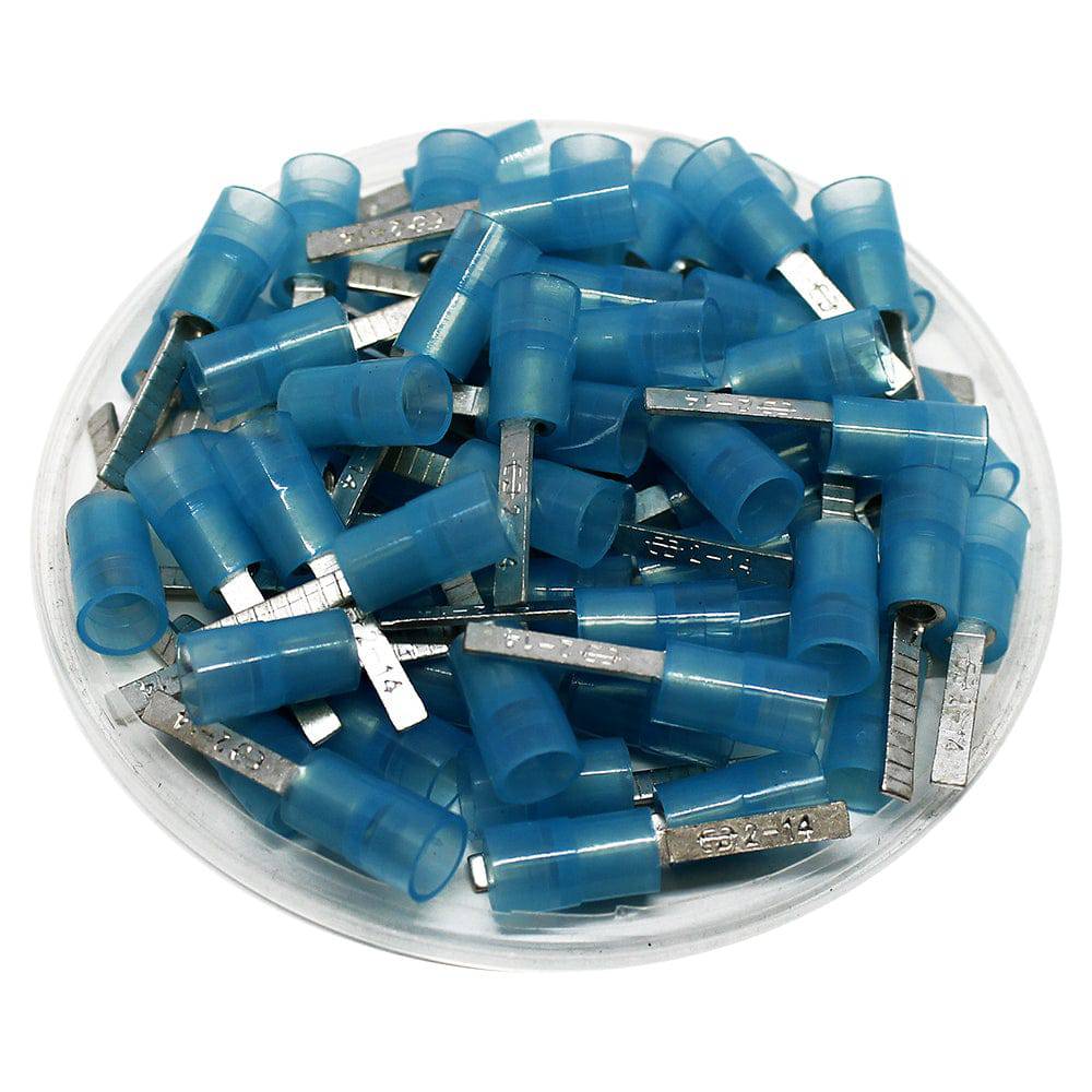 DBNYB2-14 - 16 a 14 AWG De nailon Flat Blade Terminales, Azul, 14mm Pin, 100 piezas