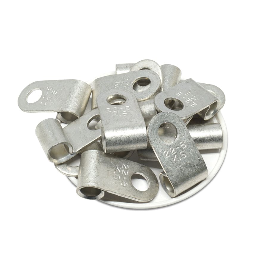 FGNB22-8 - 4 AWG Non Insulated Flag Ring Terminals, Ring Tongue, 5/16" Stud, 10 Pieces