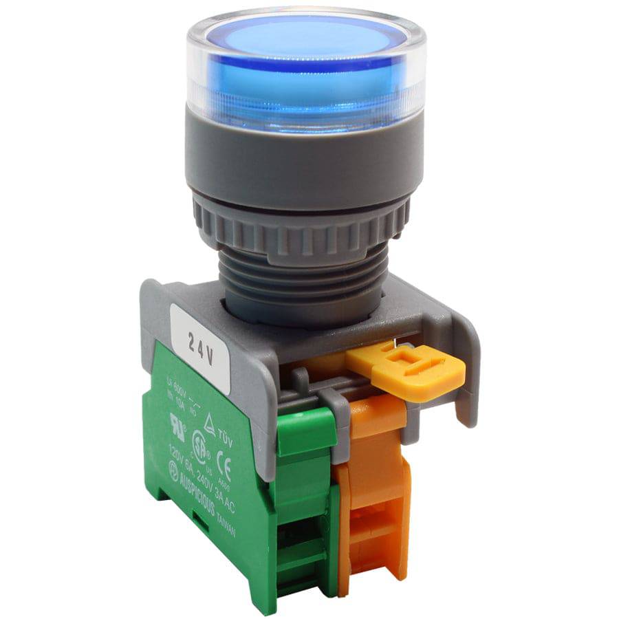 LXG22-1/O-24-BL - Illuminated Push Button - 1 Contact (1/O) - 22mm - 24V - Blue