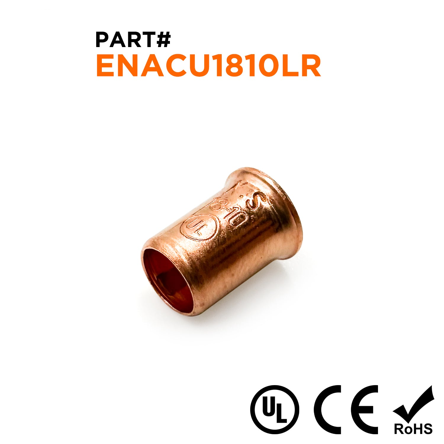 ENACU1810LR - 18 a 10 AWG De cobre Crimp Sleeves, Splice Cap Conectores, 100 piezas