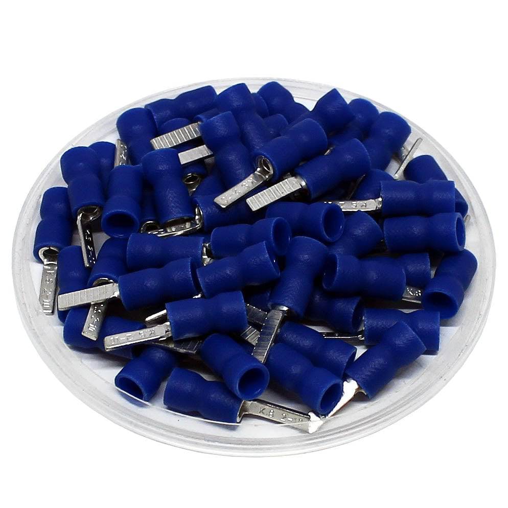 DBVE2-10 - 16 a 14 AWG Vinyl PVC Insulated Flat Blade Terminales, Easy Entry, 10mm Pin, UL Recognized, 100 piezas