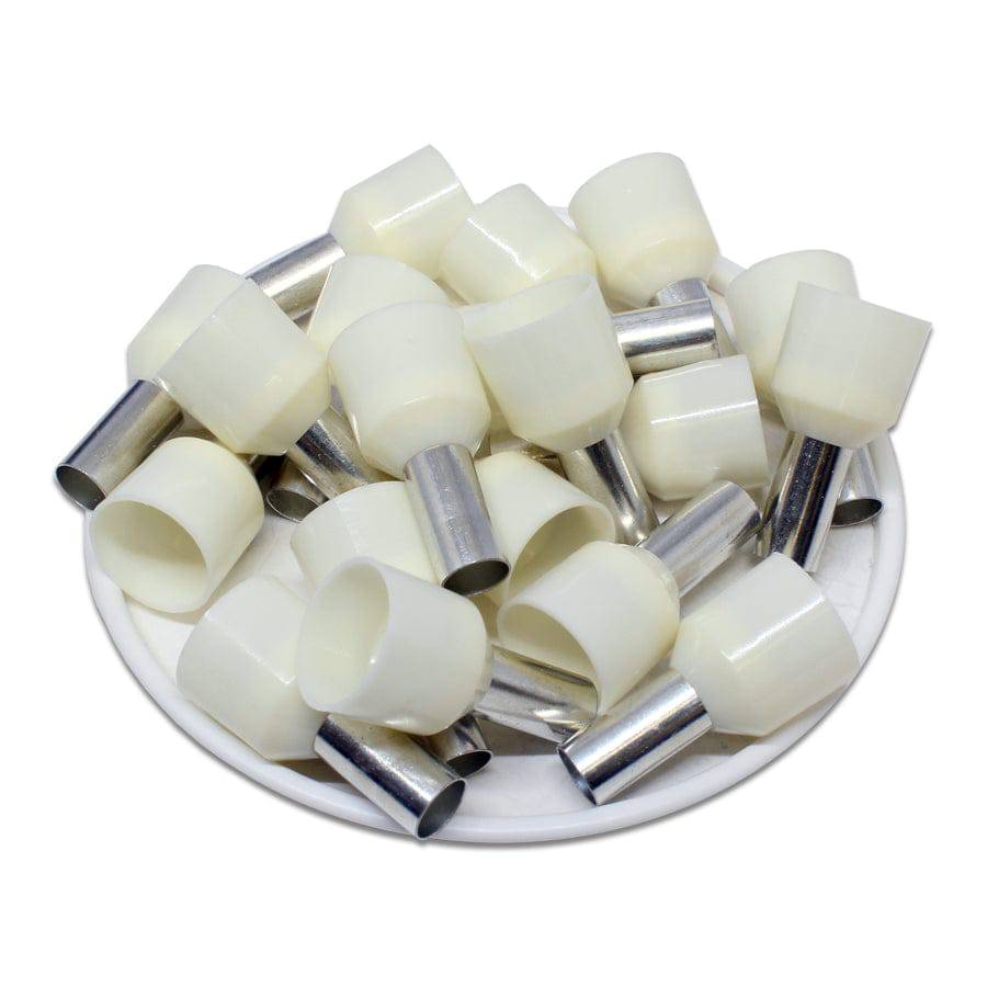 SC100012W - 8 AWG Insulated Punteras, 12mm Pin, Blanco, XXL Collar, Short Circuit Protection, 100 piezas