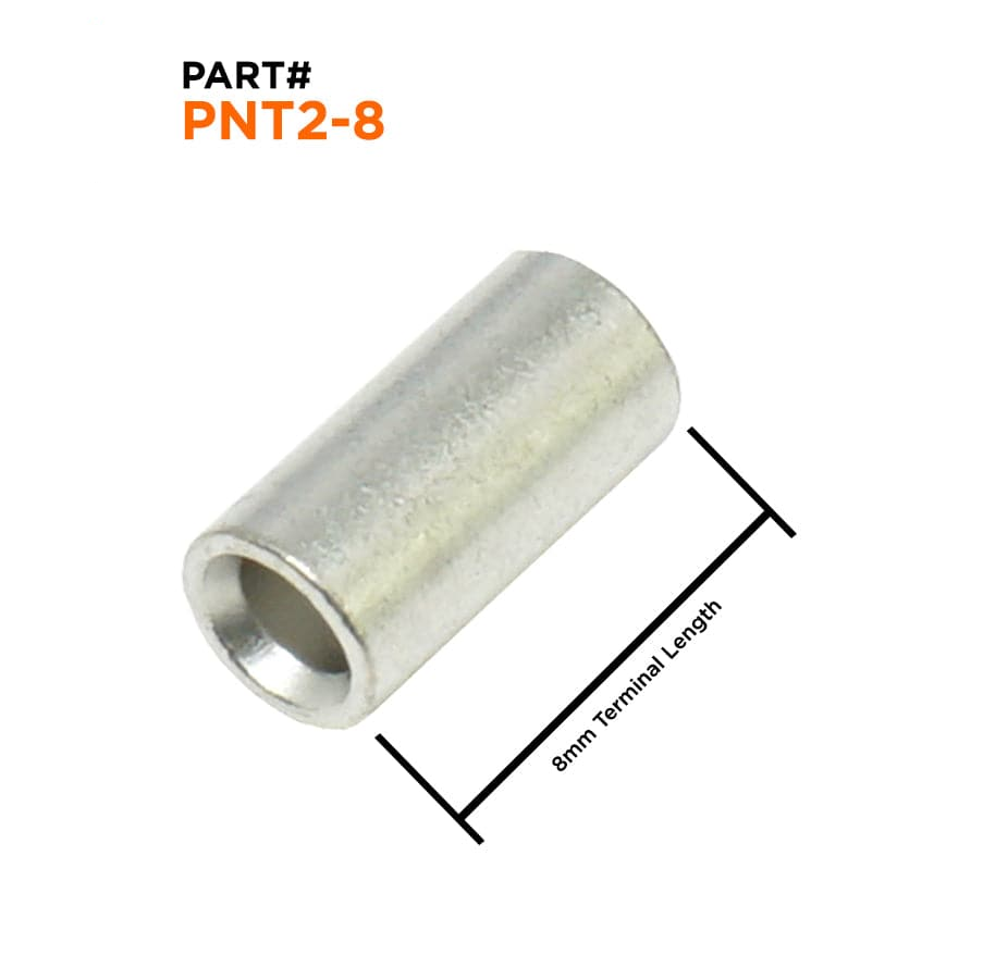 PNT2-8 - 16 a 14 AWG Sin aislamiento Parallel Conectores, 8mm Longitud, 100 piezas