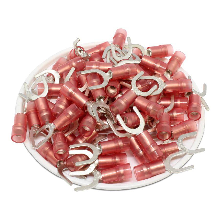 SNYDS1-6 - Nylon Insulated Double Crimp Spade Terminals - 22-16 AWG - 1/4" Stud