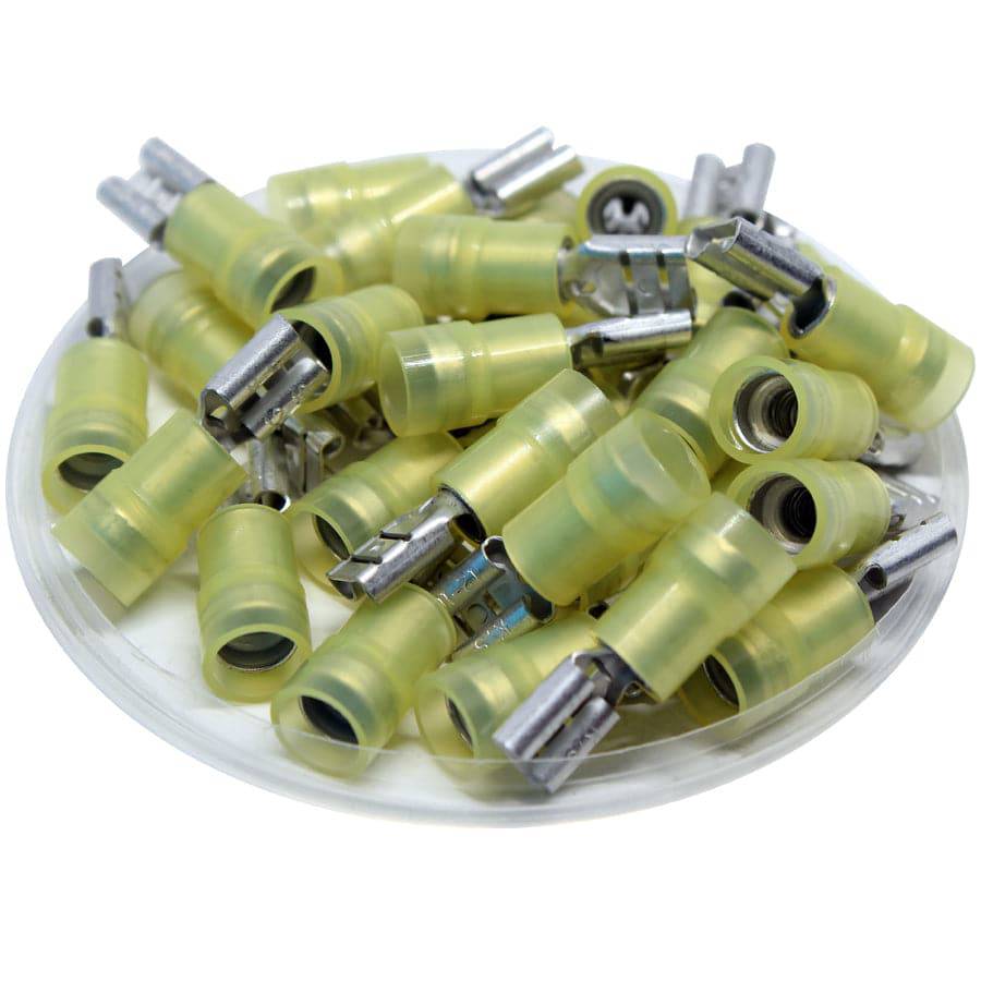 FDNYD5-250 - 12 to 10 AWG Nylon Insulated Quick Disconnects, Female, Double Crimp, UL Recognized, 50 Pieces
