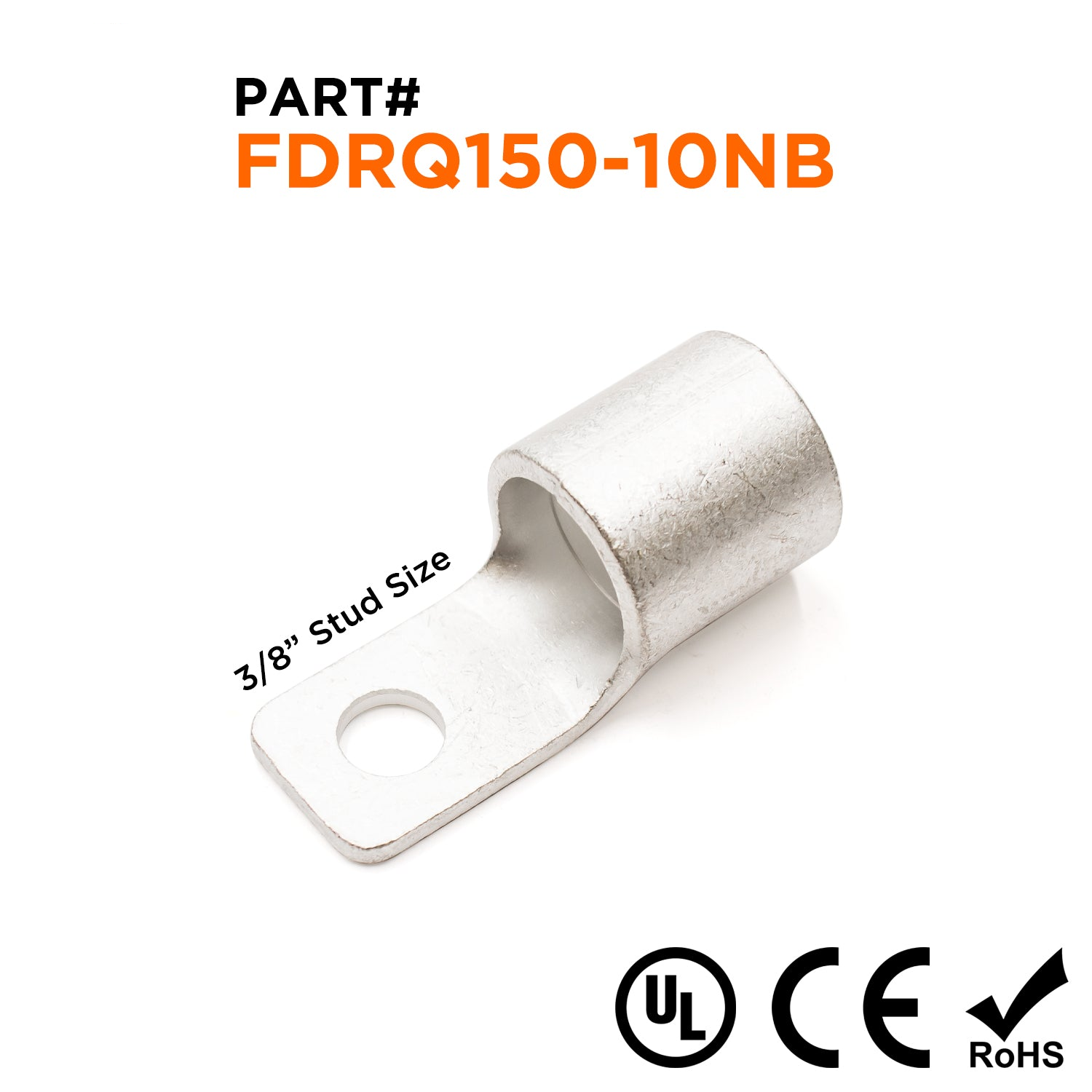 FDRQ150-10NB - 250/300 MCM Square Ring Terminals, 3/8" Stud, 5 pieces