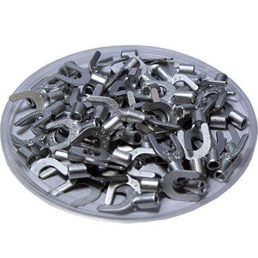 SNS2-4 - 16 to 14 AWG Non Insulated Spade Terminals, #8 Stud, UL Approved, 100 Pieces
