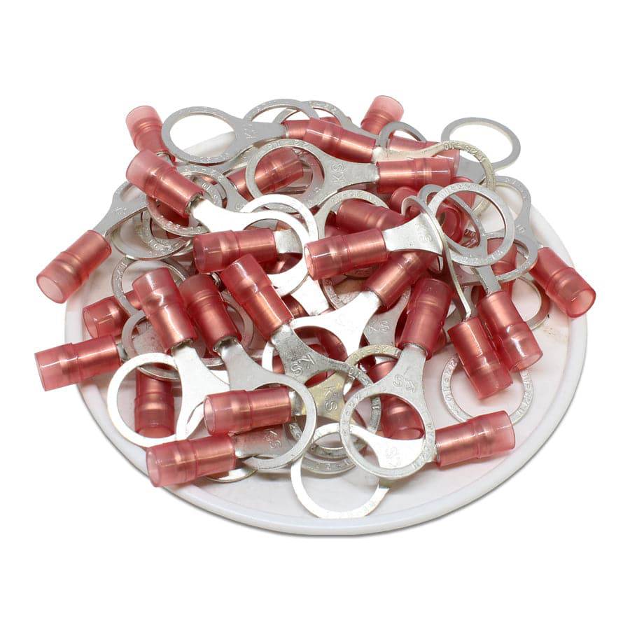 RNYD1-10 - Double Crimp De nailon Terminales de anillo - 22-16 AWG - 3/8" Orificio