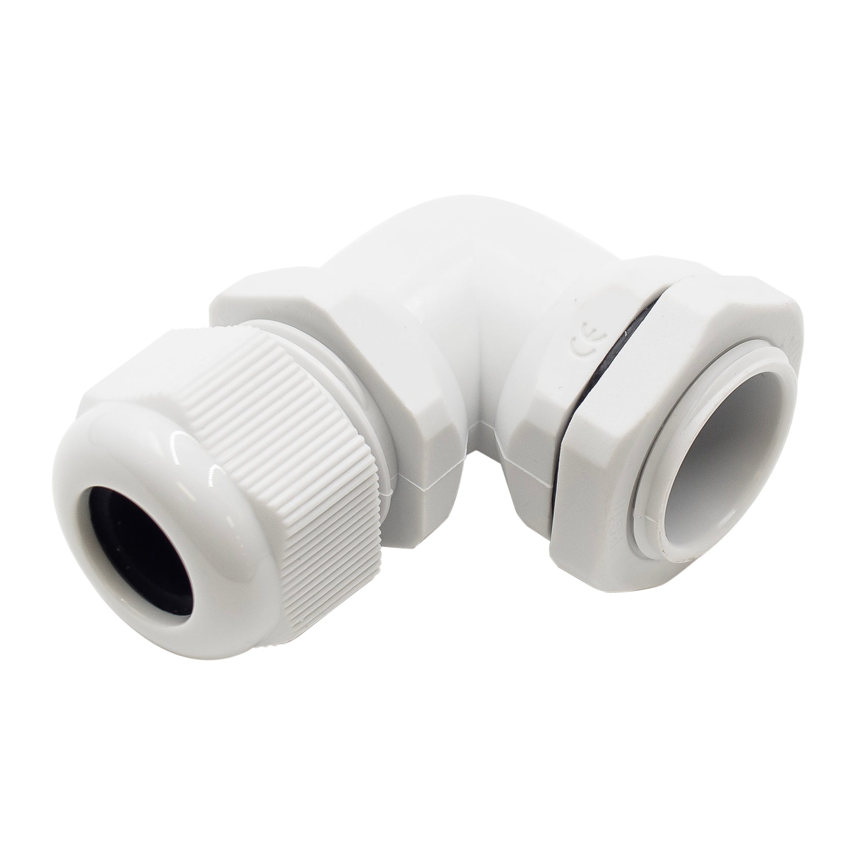 PG16  Right Angle Cable Gland - 7-12mm - Gray - PG1612RA-GY