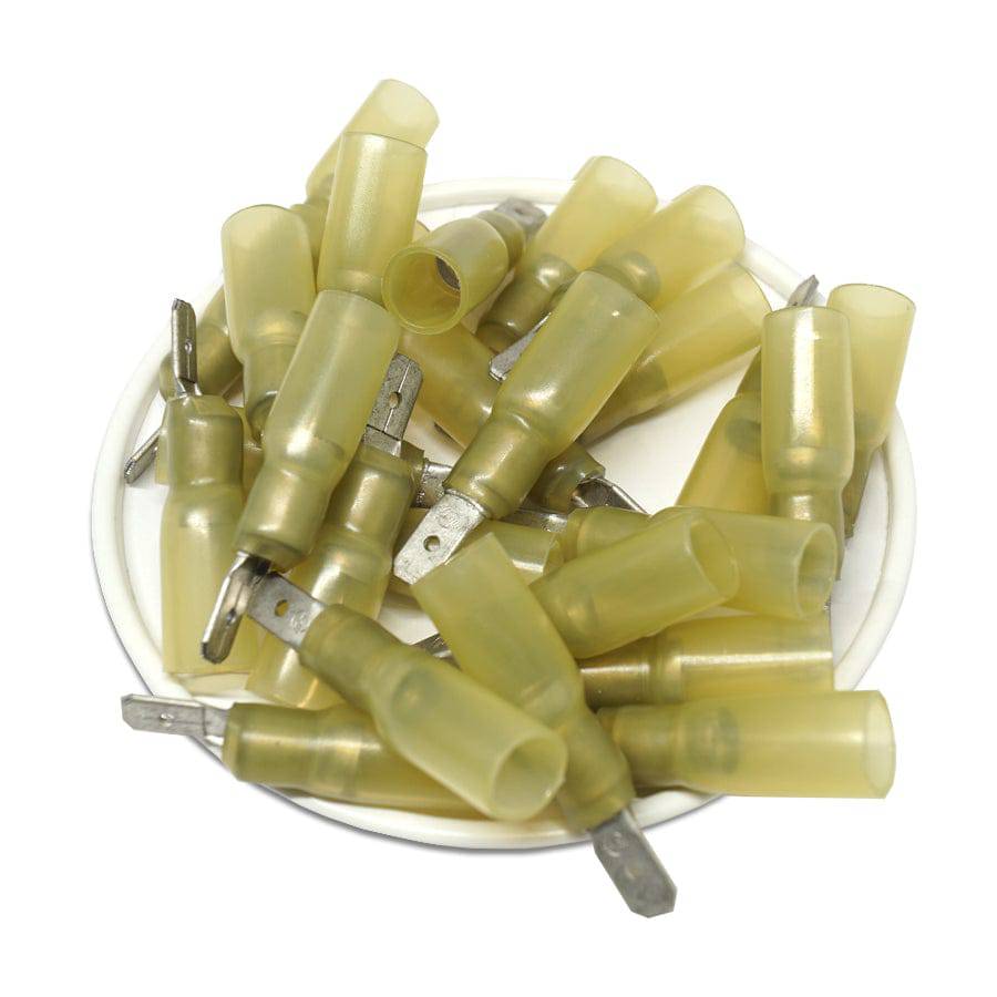 QDSM102-48 - 12 to 10 AWG Heat Shrink Quick Disconnects, Male, Tab: 0.189", Polyolefin, 25 Pieces