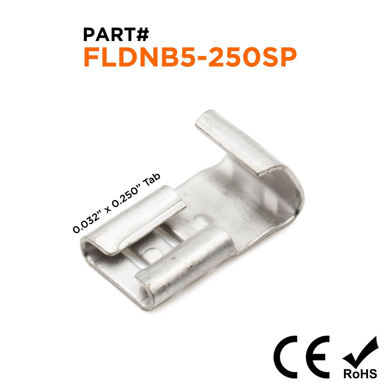 FLDNB5-250SP - 12 a 10 AWG Sin aislamiento Flag Terminales de desconexión rápida, Female, 100 piezas