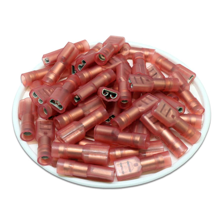 FDFNYD1-187(8) - Nylon Fully Insulated Double Crimp Quick Disconnects - 22-16 AWG - Female