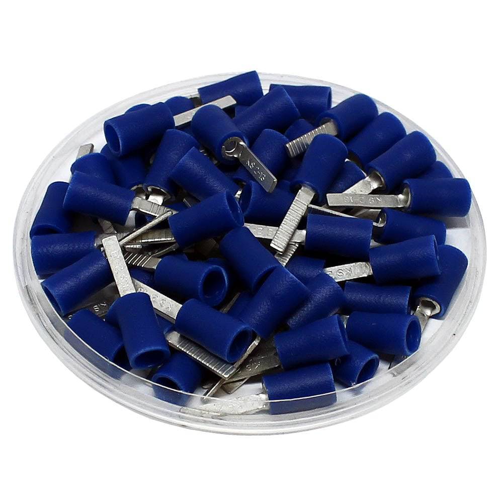 16 to 14 AWG Vinyl Insulated Flat Blade Terminals, Butted Seam, UL Approved, 100 Pieces - DBVL2-14