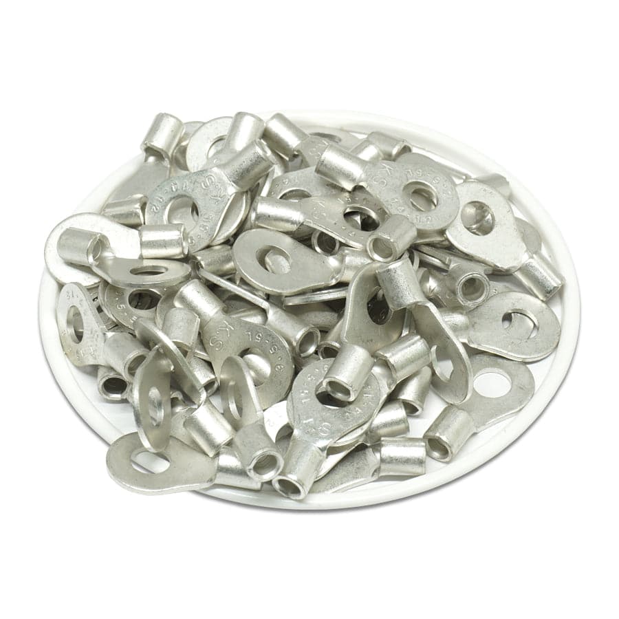 RNBL3-5 - 14 to 12 AWG Non Insulated Ring Terminals, #10 Stud, UL Recognized, 100 Pieces