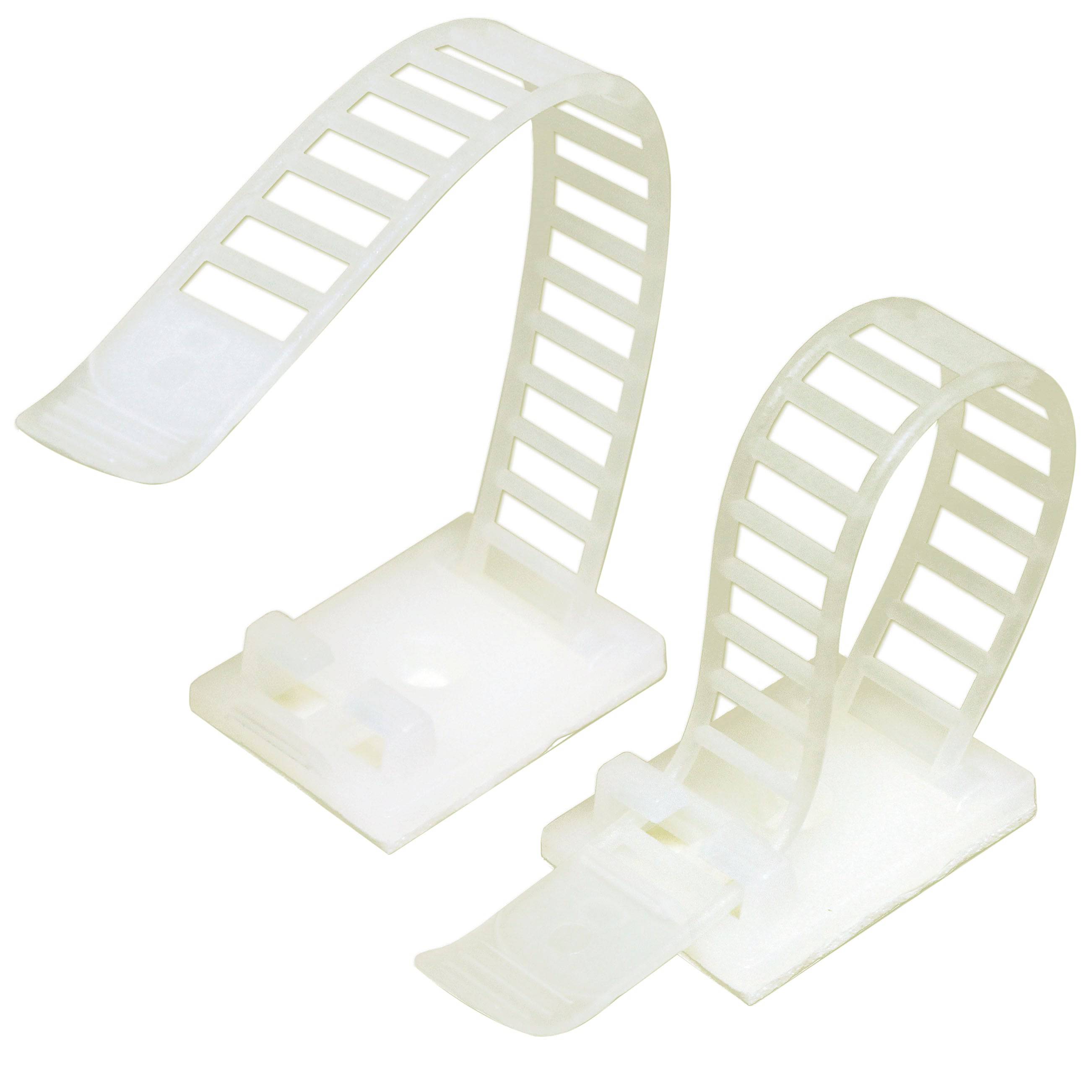 2-1/2 x 1/2" De nailon Ajustable Cable Abrazaderas, Ladder Type, Self Adhesive, Natural, 100 piezas - ACT-22