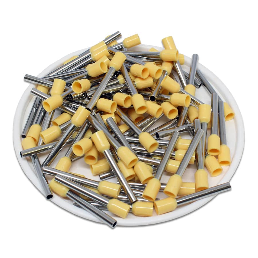 AW20018 - 14 AWG (Small Diameter) Insulated Punteras, 18mm Pin, Amarillo, 500 piezas