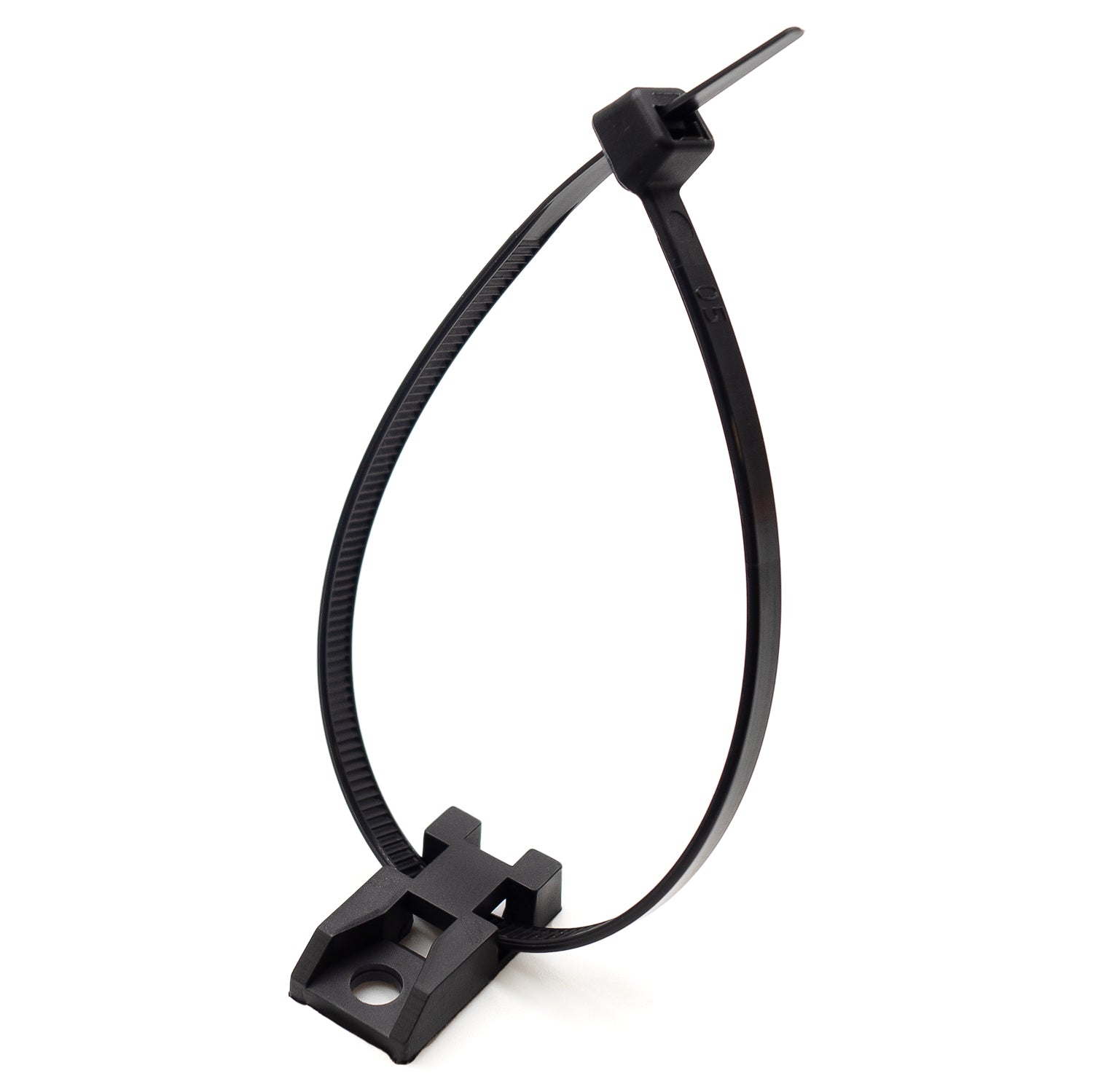 HC01B - 15/16"L x 1/2"W Nylon Saddle Tie Mounts: Tie Width: 3/16", Screw Width: 3/16", Black, 100 Pieces