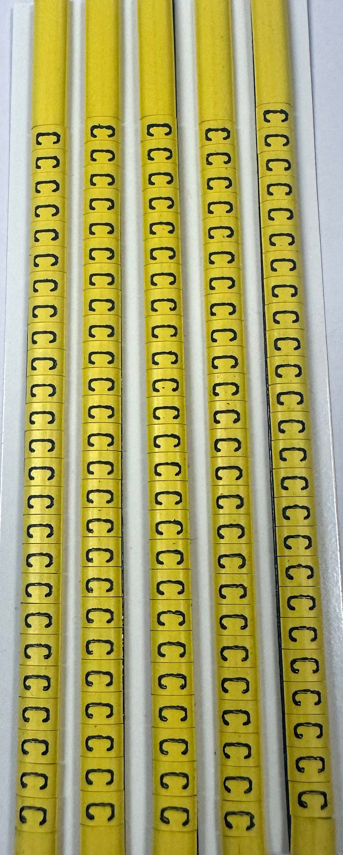 30BYC - Ademark Style P3 Wire Markers, PVC, Letter C, 3mm, Black & Yellow, 10 Strips