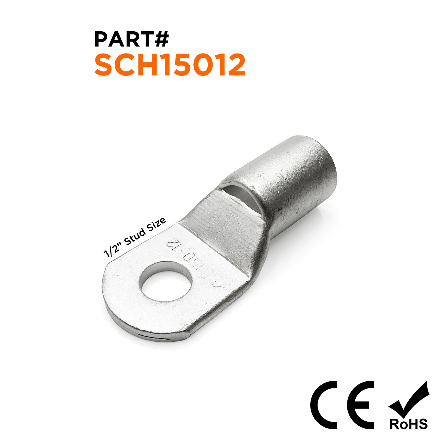 SCH15012 - 250/300 MCM Non Insulated Tubular Ring Lugs, 1/2" Stud, 5 Pieces