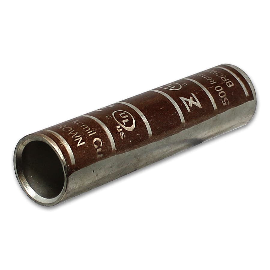 LC500 - 500 MCM De cobre Compression Splice Conectores, Barril largo, Marrón, 1 pieza