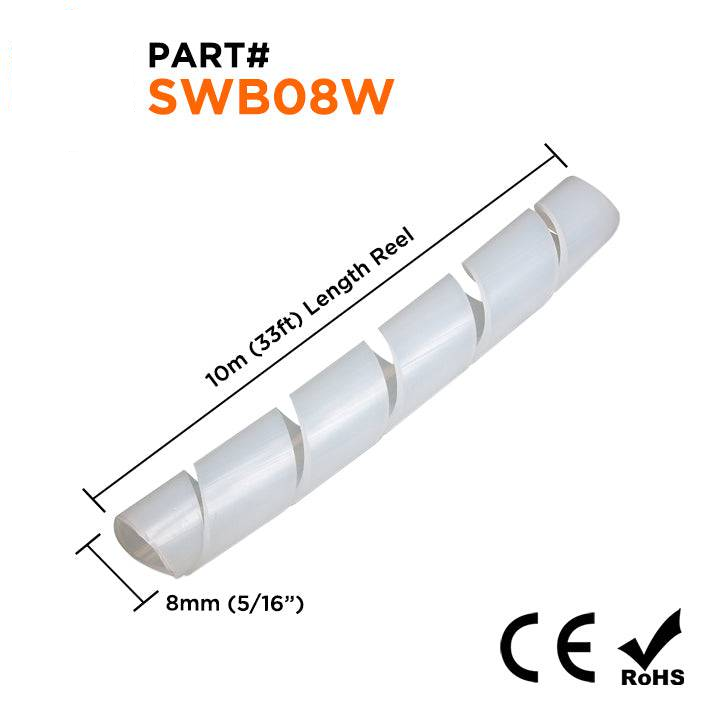 SWF08W - Fire Retardant Spiral Wrap- 5/16" (8mm) - Blanco