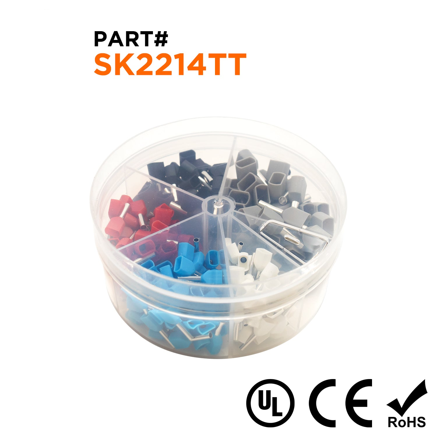 SK2214TT - 22 to 14 AWG Insulated Twin Wire Ferrules Mini Kit, 250 Pieces, Series T, 1 Kit