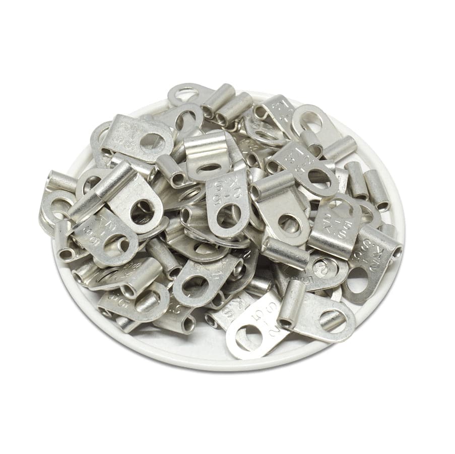 FGNB2-5 - 16 to 14 AWG Non Insulated Flag Ring Terminals, Ring Tongue, #10 Stud, 100 Pieces