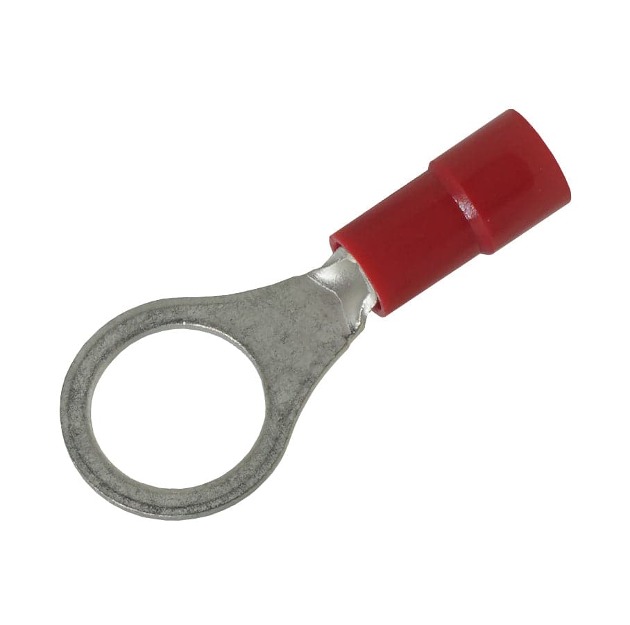 RVY1-8 - 22 to 16 AWG Molded PVC Vinyl Insulated Ring Terminals, Easy Entry, 5/16" Stud, 100 Pieces