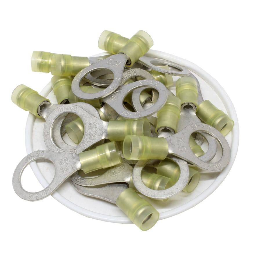 RNYD5-12 - Double Crimp De nailon Terminales de anillo - 12-10 AWG - 1/2" Orificio