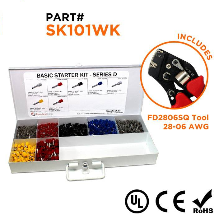 SK101WK - 20 a 8 AWG Punteras Basic Kit + FD2806SQ Herramienta, 2,450-piezas, Series D, 1 Kit