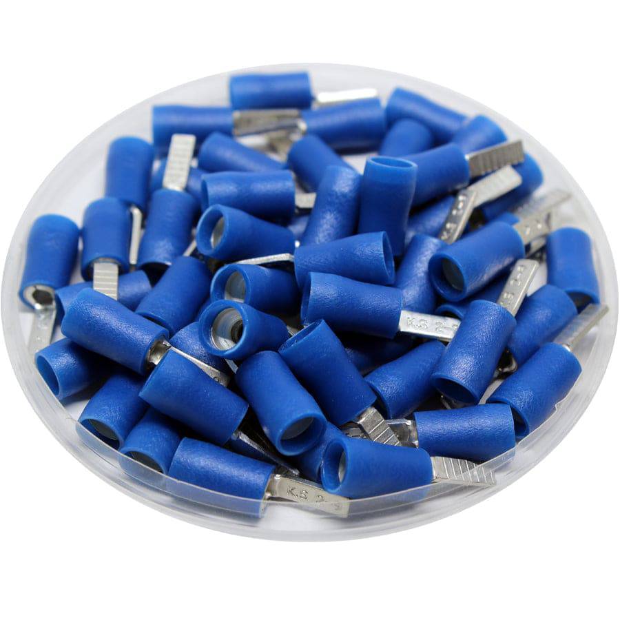DBD2-9 - 16 a 14 AWG Vinyl PVC Insulated Flat Blade Terminales, Double Crimp, 9mm Pin, UL Recognized, 100 piezas